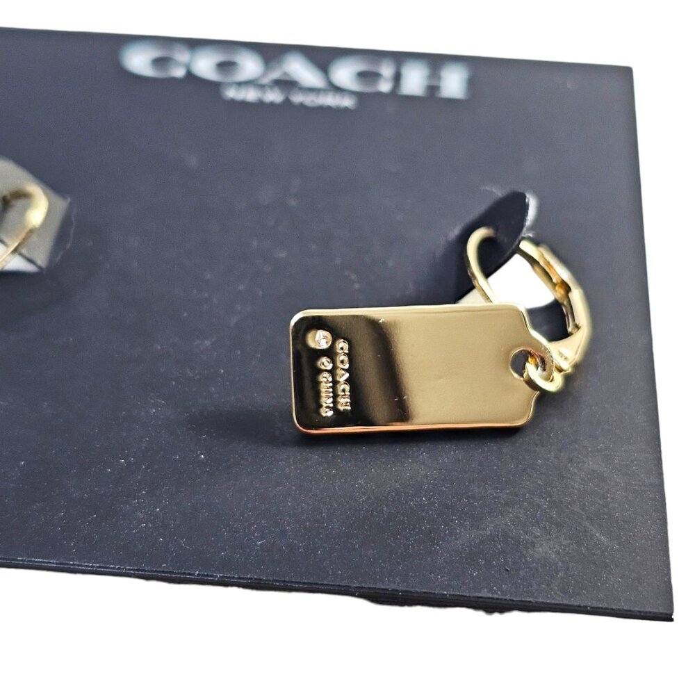 Coach New York Gold Logo Quilted Drop Earrings NWT - Picture 4 of 7